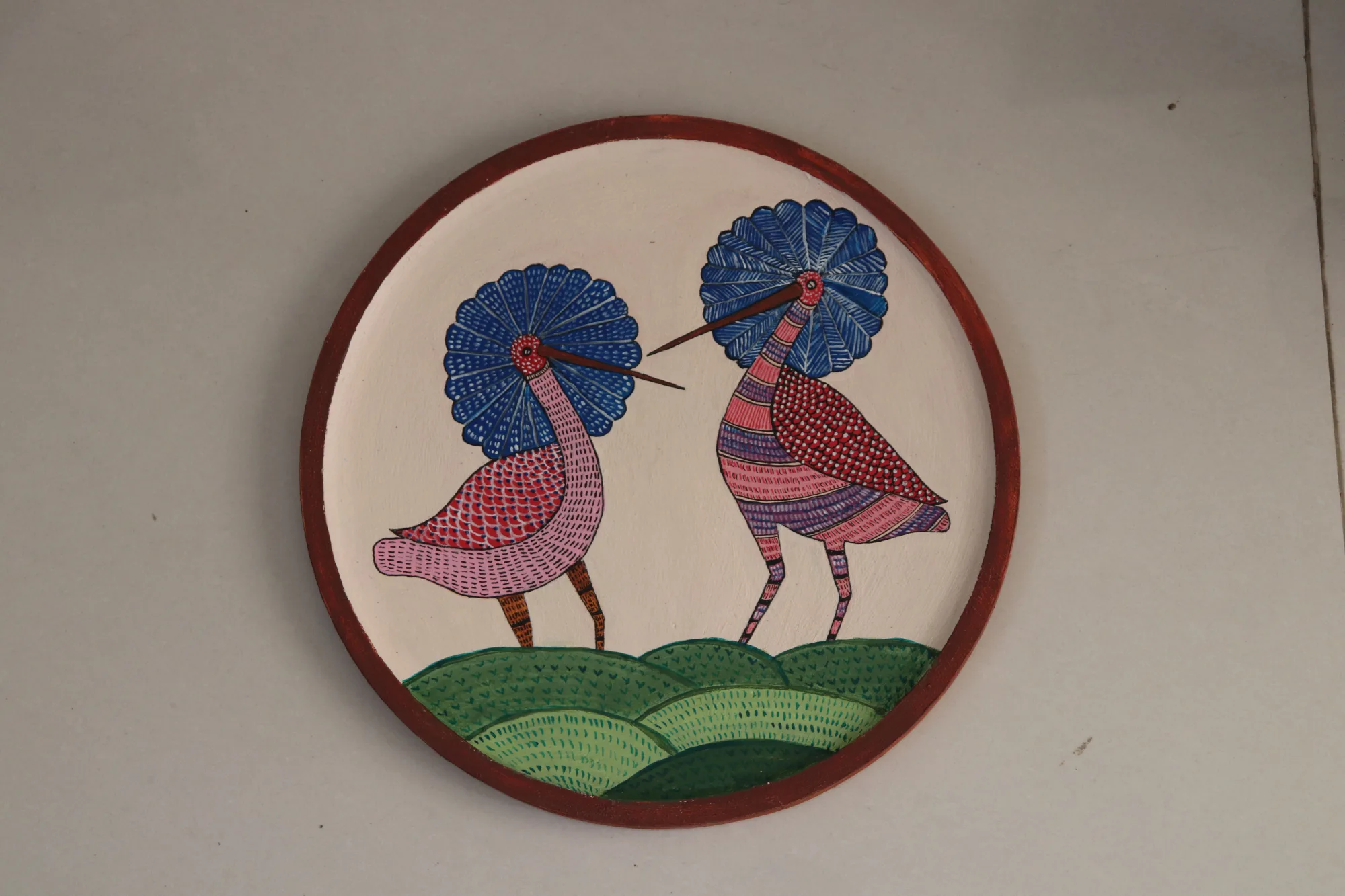 Wall Plate- Gond Painting Ostrich
